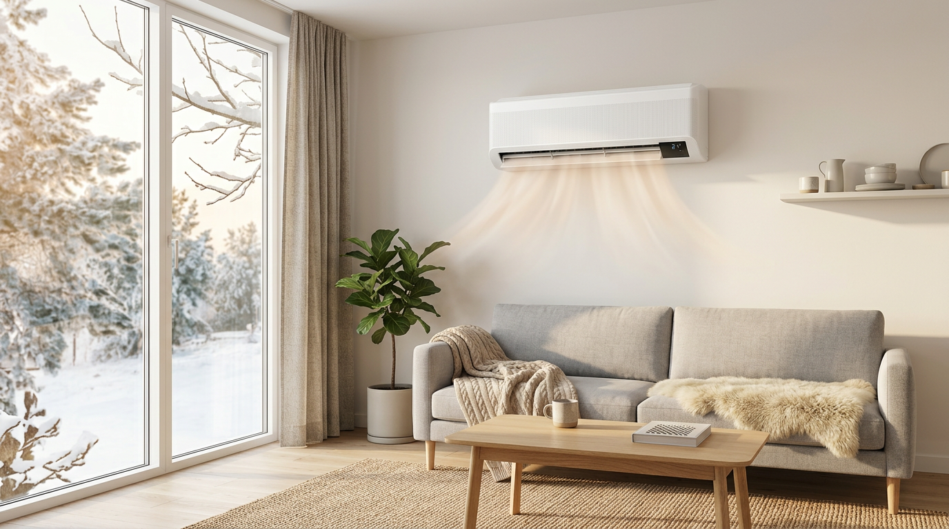 Õhksoojuspump elutoas